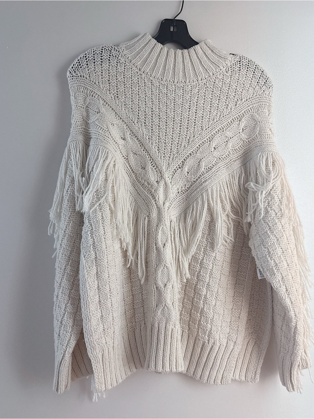 ASOS Design Cream Fringe Mockneck Sweater 6